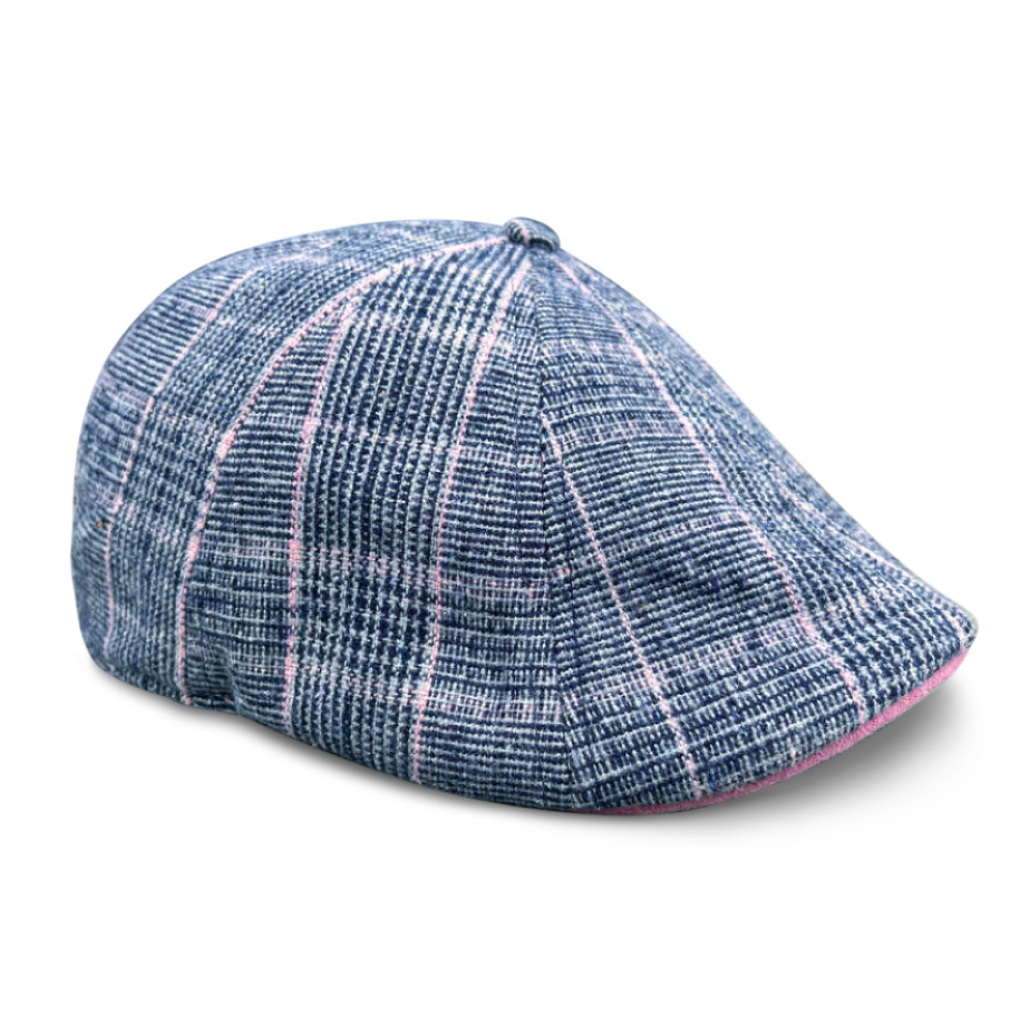 The Hare Boston Scally Cap - Blue & Grey Plaid