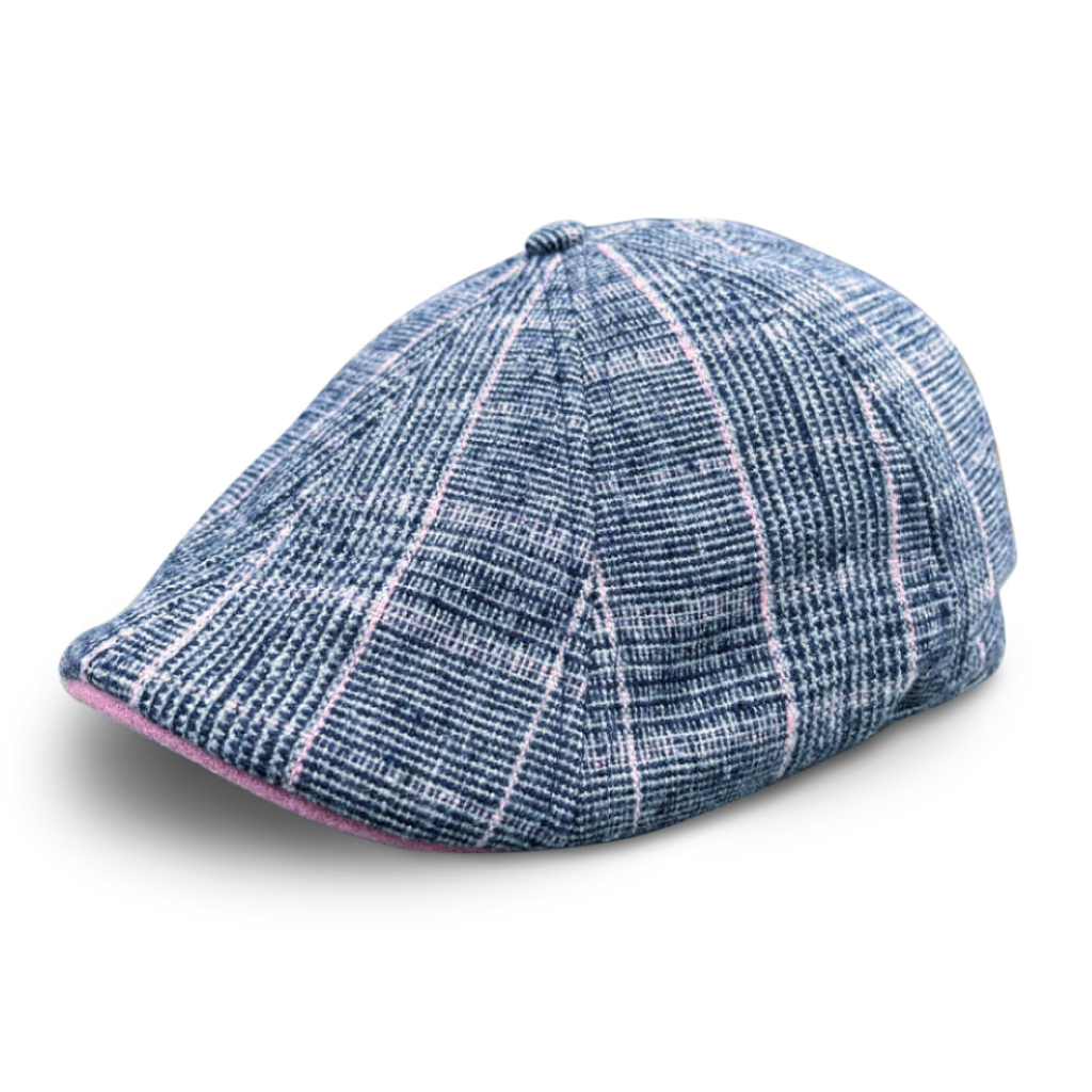 The Hare Boston Scally Cap - Blue & Grey Plaid