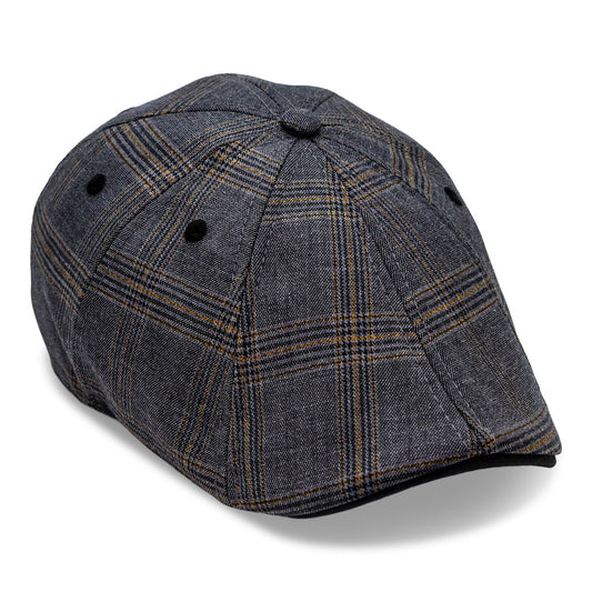 The 8-Panel Plaid Trainer Boston Scally Cap - Iron Grey Plaid