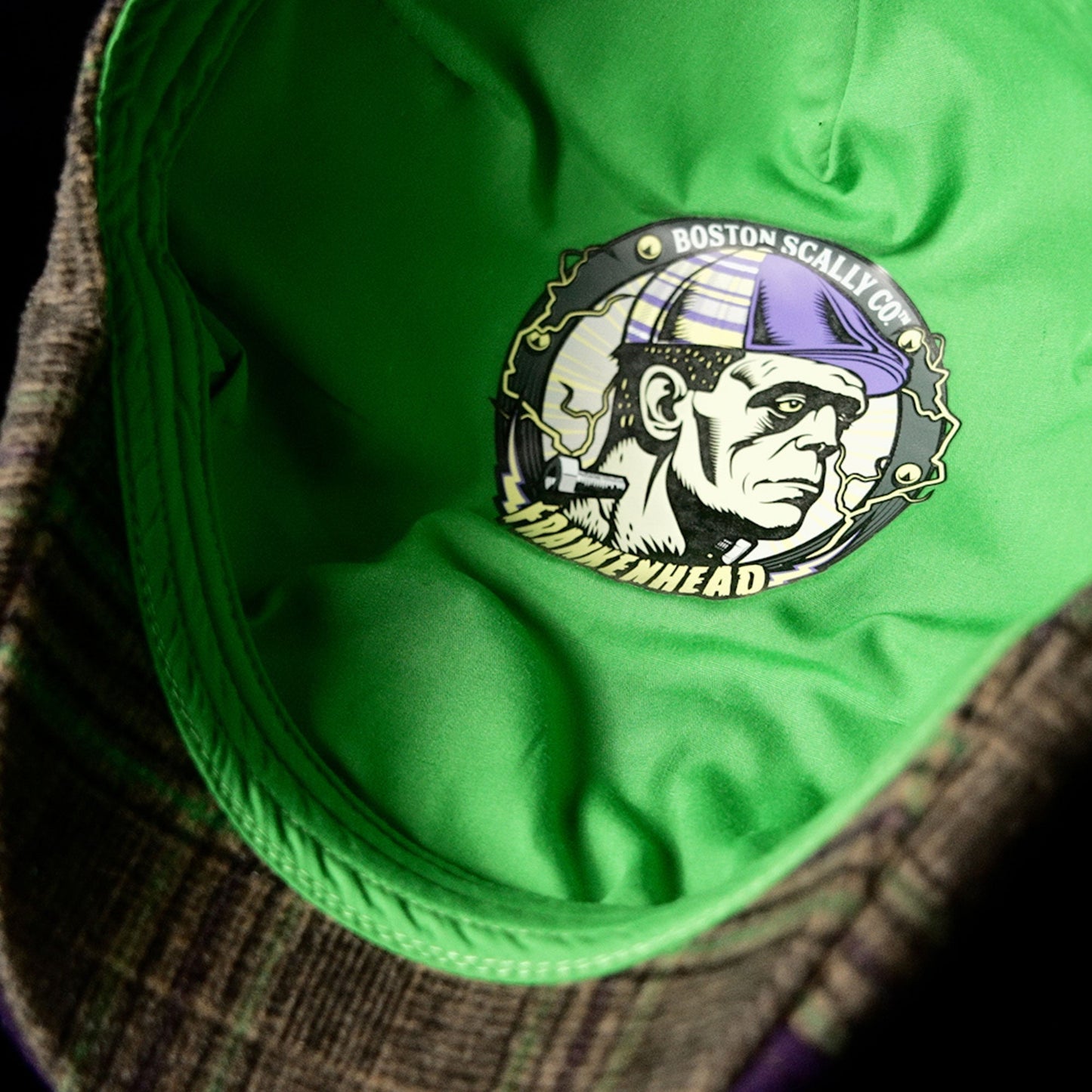 The Frankenhead Boston Scally Cap - Purple & Undead Plaid