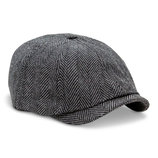 The Baker Boy Boston Scally Cap - Grey Herringbone